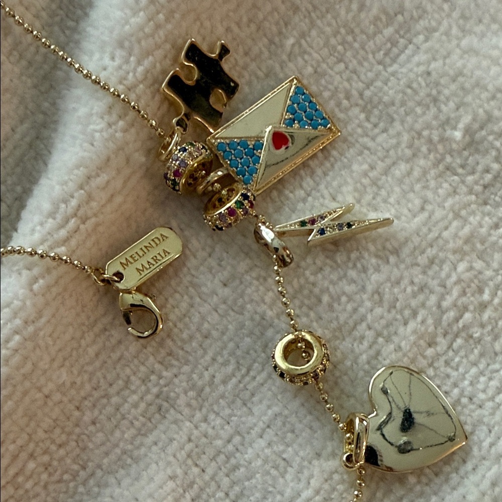 Melinda Maria Gold and Blue Charm Necklace - Picture 2 of 3